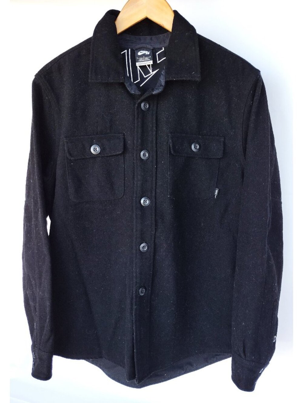Nike SB Black Wool Blend Heavy Flannel Jacket Mens Size Large
